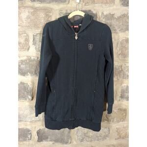 Puma X Ferrari Sweatshirt Woman's‎ Medium Black Hoodie Full Zip Racing Long